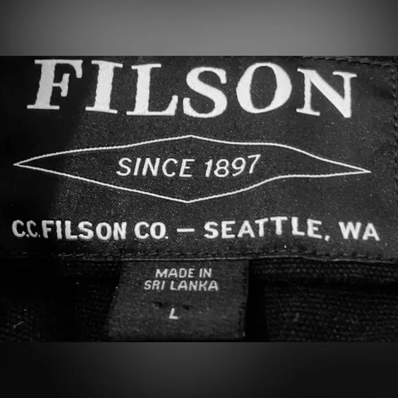 Filson Canvas Work Shirt 100% Cotton Snap Button Style 20172112 in Black Size L